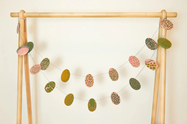 Pink Speckled Eggs Screenprinted Paper Garland
