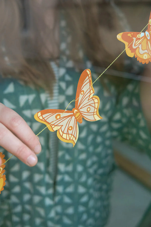 British Butterfly Screenprinted Paper Garland