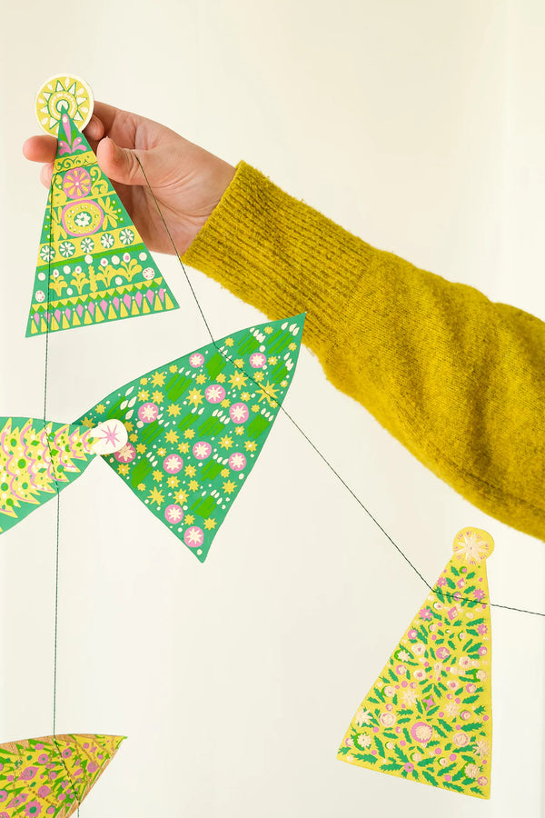 Midcentury Trees Screenprinted Paper Garland