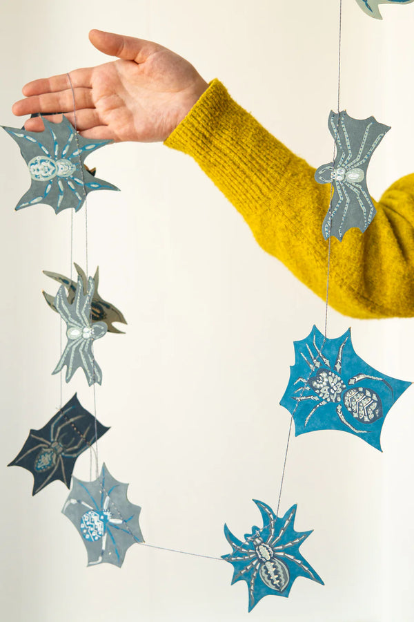 Creeping Spider Screenprinted Paper Garland