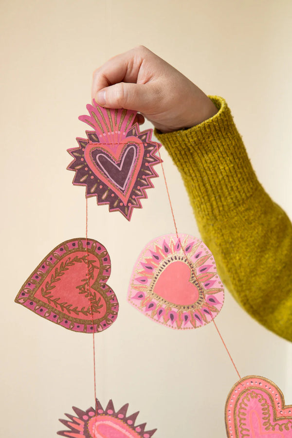 Sweet Hearts Screenprinted Paper Garland