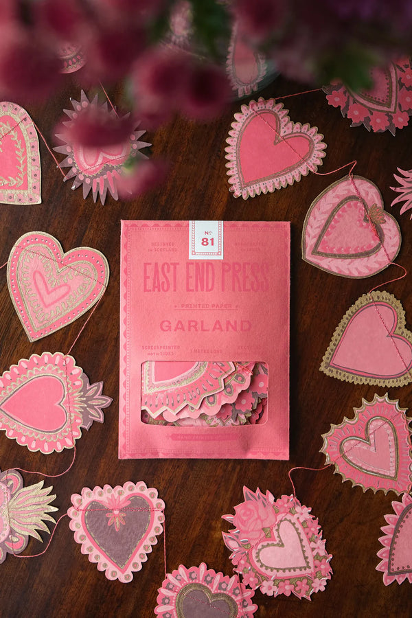 Sweet Hearts Screenprinted Paper Garland