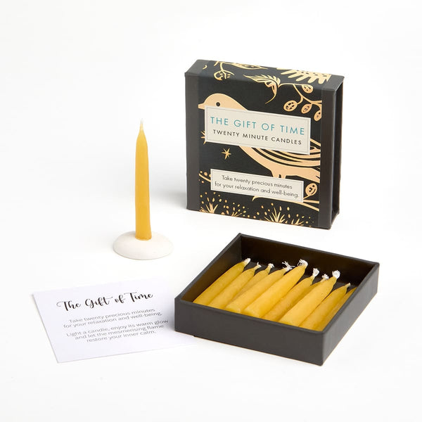The Gift of Time - 12 Twenty-Minute Candles and Ceramic Candle Holder