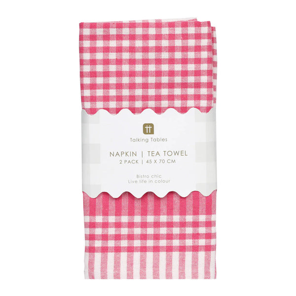 Fabric Gingham Napkins/Tea Towels - 2 Pack by Talking Tables