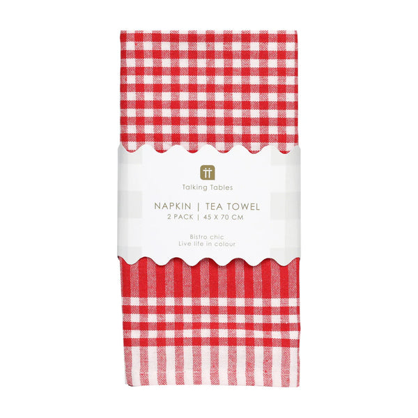 Fabric Gingham Napkins/Tea Towels - 2 Pack by Talking Tables