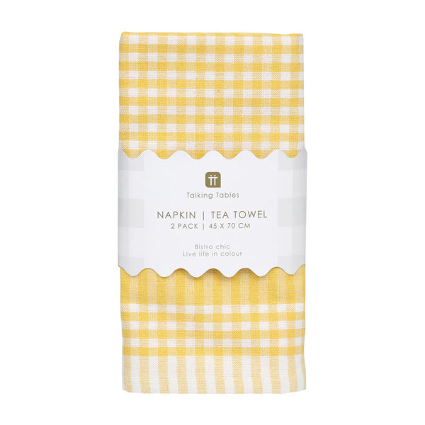 Fabric Gingham Napkins/Tea Towels - 2 Pack by Talking Tables