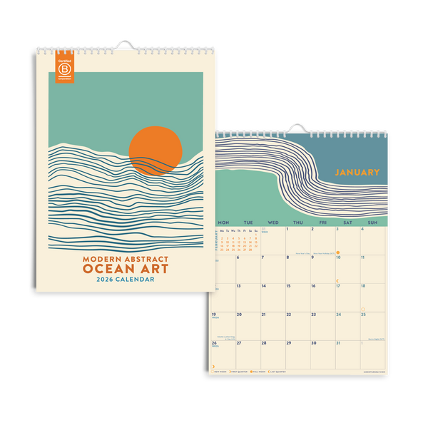 2026 Ocean Art A4 Tidal Waves Calendar