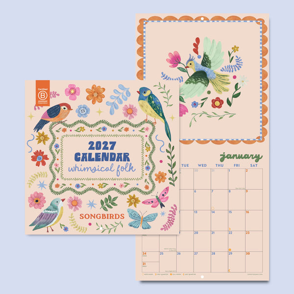 Whimsical Folk Songbirds 2027 Calendar