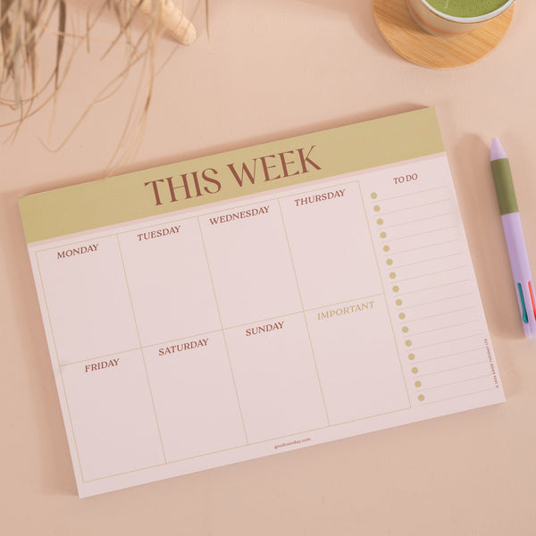 A4 Weekly Planner Pad - Matcha
