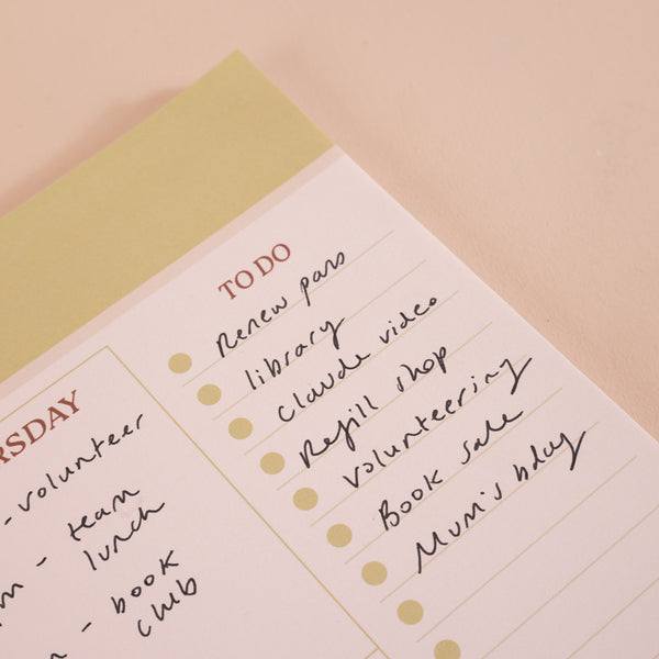 A4 Weekly Planner Pad - Matcha