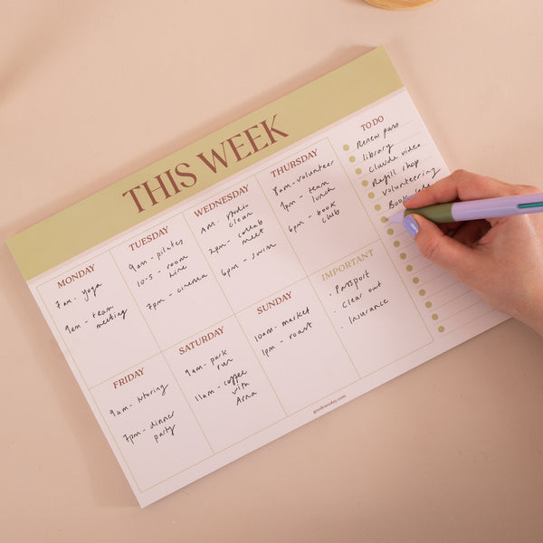 A4 Weekly Planner Pad - Matcha