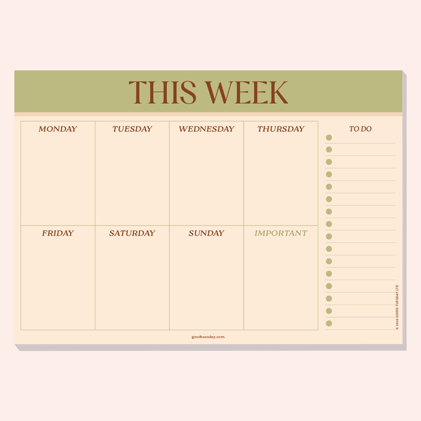 A4 Weekly Planner Pad - Matcha