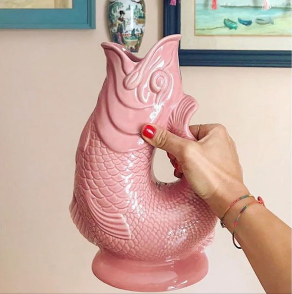 Pink Original Gluggle Jug Pitcher Vase by The Gluggle Jug Factory