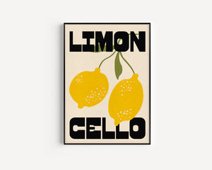 Limon cello wall art with typography by proper good. Framed on the wall 