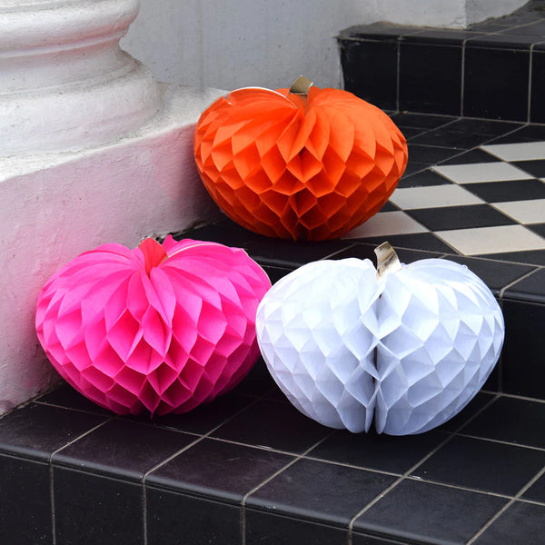 Honeycomb Pumpkins 3 pack: Orange, Pink, White