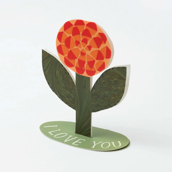 I Love You Flower Stand Up Card