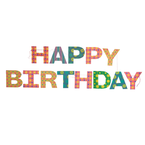 Bright Happy Birthday Screenprinted Paper Garland