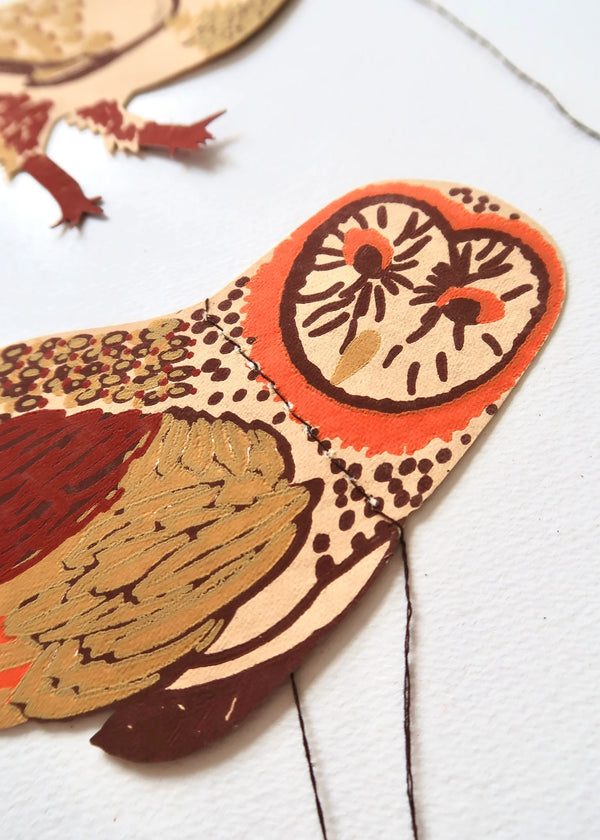 Winter Birds Screenprinted Paper Garland