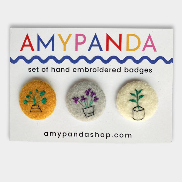 Houseplant Embroidered Badge Set