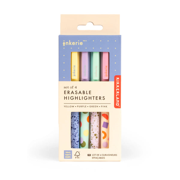 Set of 4 Erasable Highlighters by Kikkerland