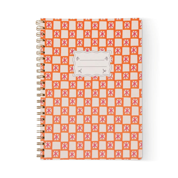 Orange Check Twin Wire A4 Notebook