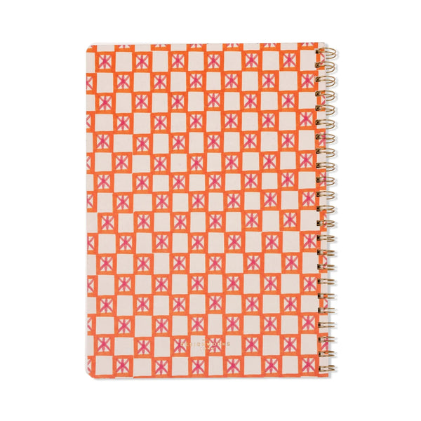 Orange Check Twin Wire A4 Notebook