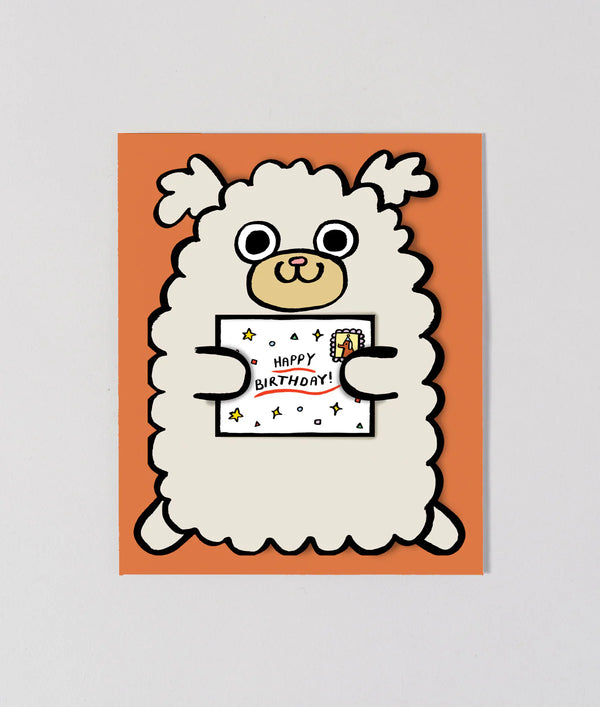Fluffy Dog with Mini Card
