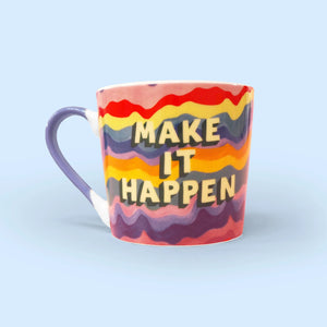 Fun colourful mug by Eleanor Bowmer with make it happen on. Lovely gift mug 