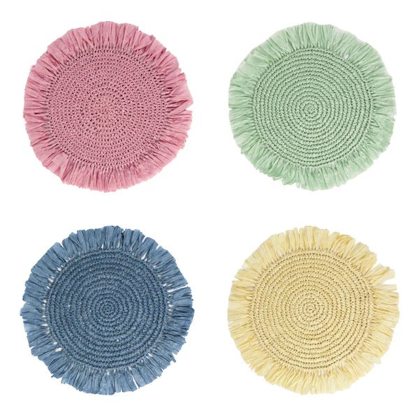 Pastel Raffia Placemats Pair by Talking Tables