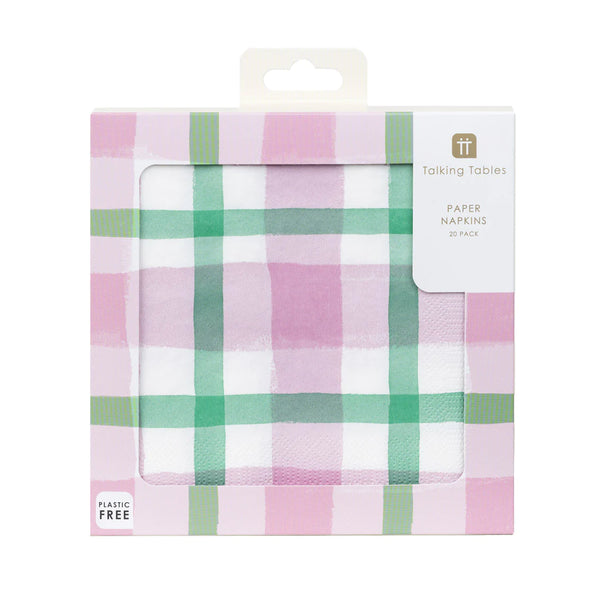 Lilac and Green Gingham Napkins