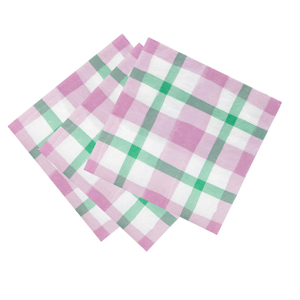 Lilac and Green Gingham Napkins by Talking Tables