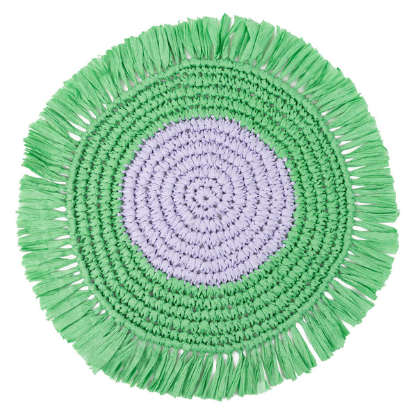 Lilac and Green Raffia Placemats Pair