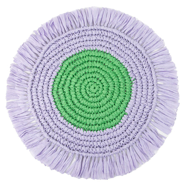 Lilac and Green Raffia Placemats Pair by Talking Tables