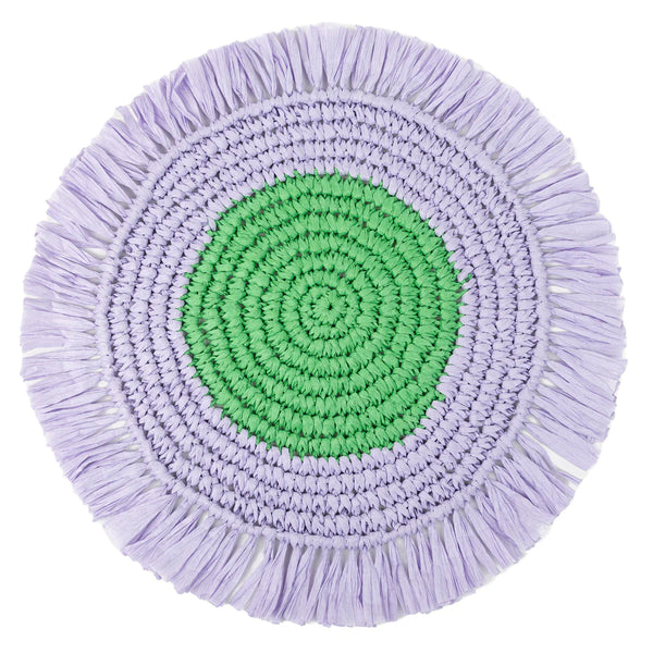 Lilac and Green Raffia Placemats Pair