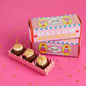 cute pink chocolate packaging with Mallow Mouthfuls