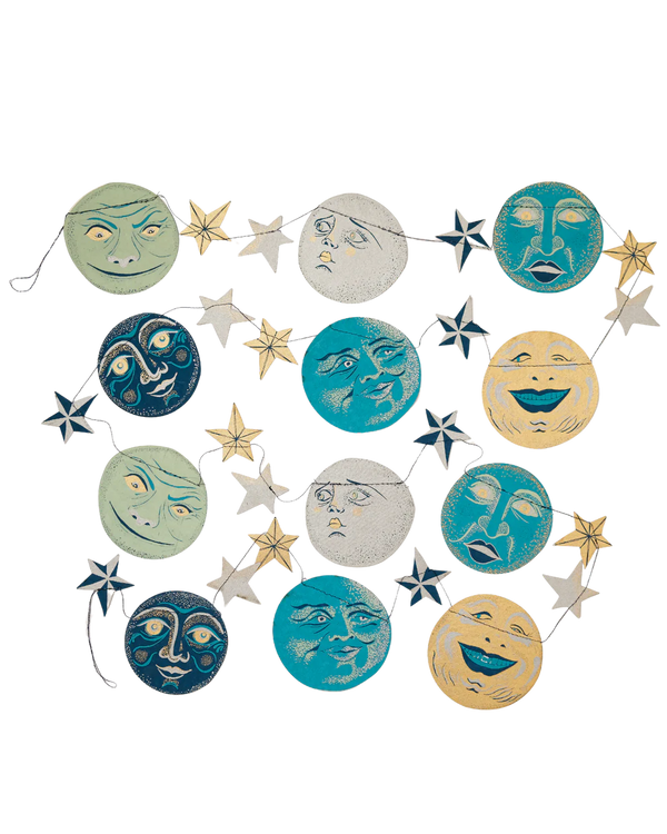 Man on the Moon Screenprinted Paper Garland