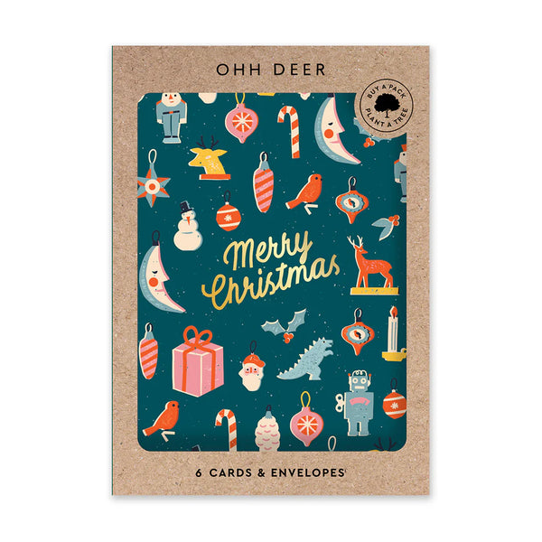 Merry Christmas Icons Card Pack of 6