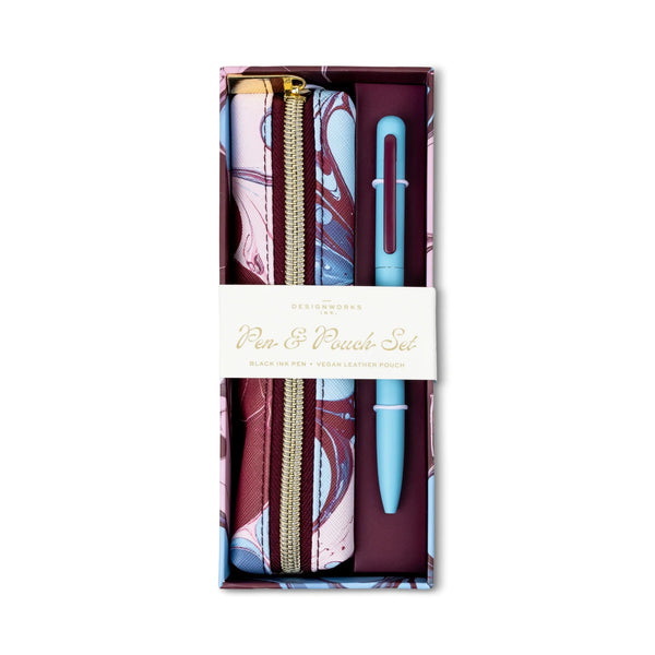 Pen and Pouch Set - Marble