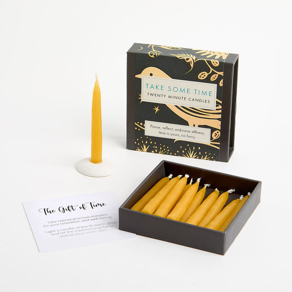 Take Some Time - 12 Twenty-Minute Candles and Ceramic Candle Holder