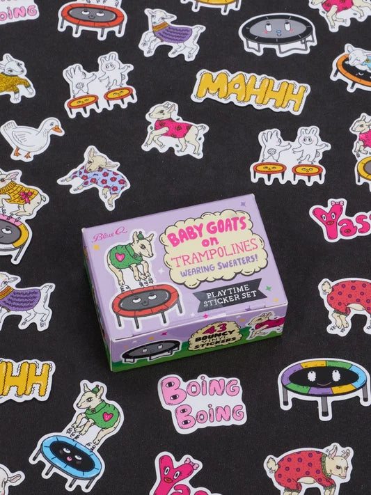 Baby Goats On Trampolines With Sweaters Playtime Sticker Set