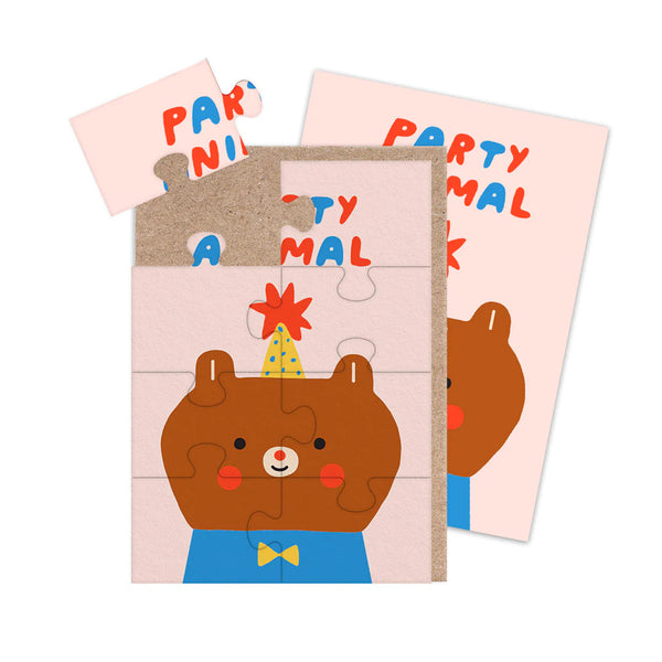 Party Animal Bear Jigsaw Card