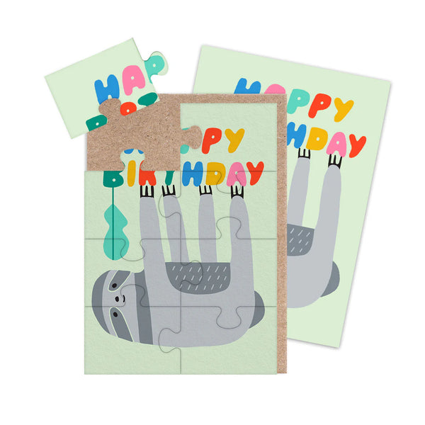 Birthday Sloth Jigsaw Card