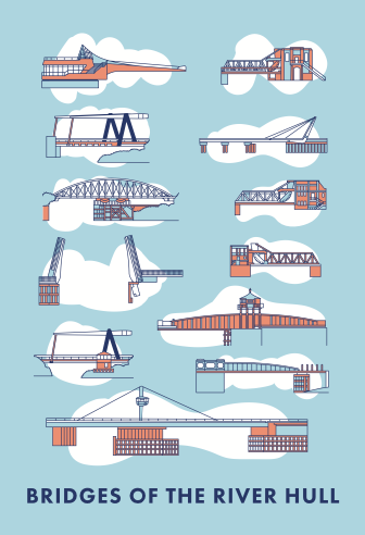 Bridges of the River Hull Fridge Magnet