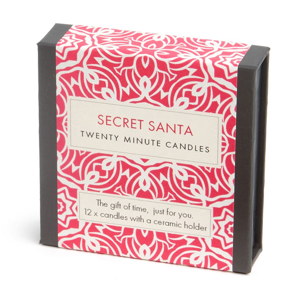 Secret Santa - 12 Twenty-Minute Candles and Ceramic Candle Holder