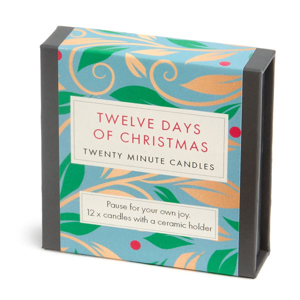 Twelve Days of Christmas - 12 Twenty-Minute Candles and Ceramic Candle Holder