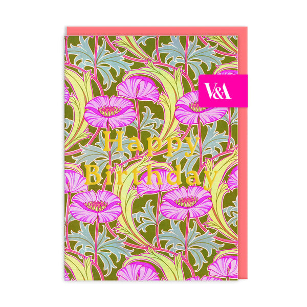 Neon Floral Pink Poppies Birthday by Ohh Deer