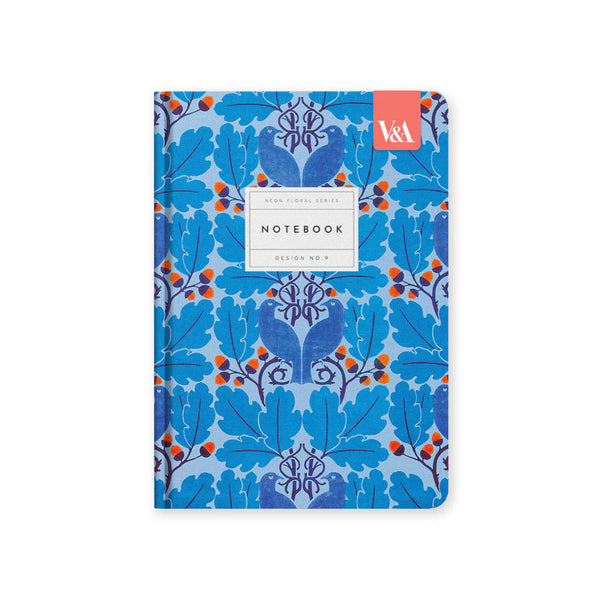 Neon Floral Blue Birds Hardback Notebook