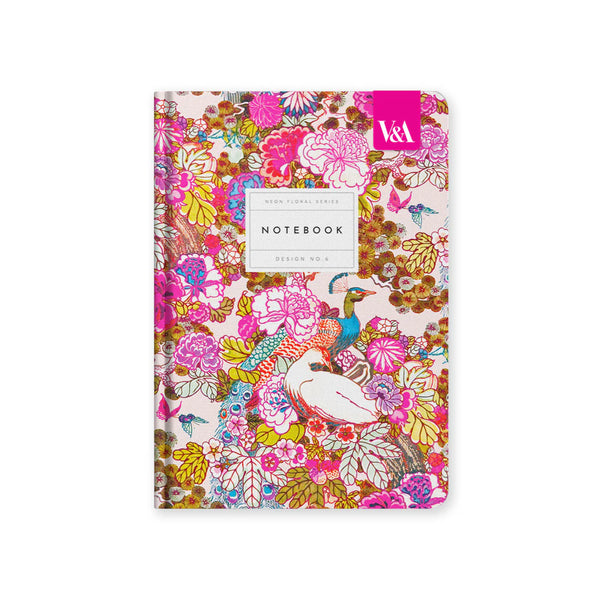 Neon Floral Peacock Hardback Notebook