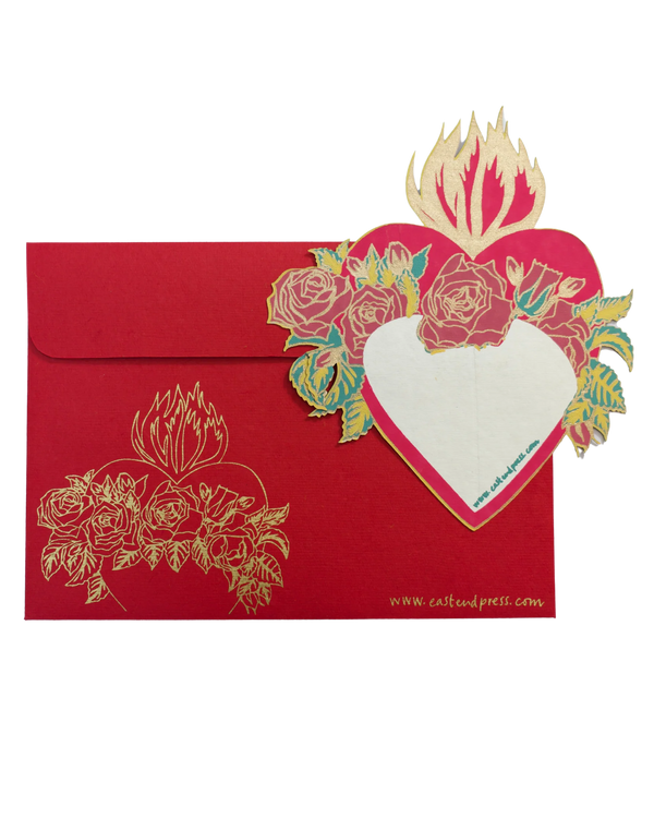 Flaming Heart Screenprinted Card