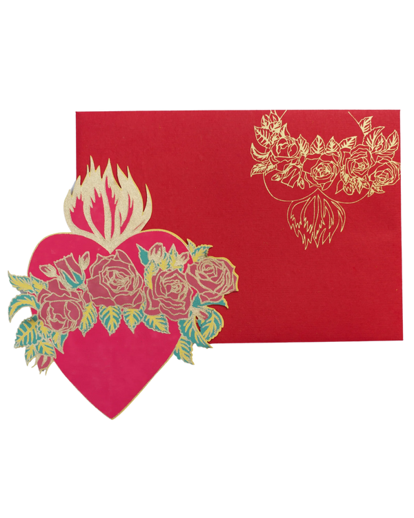 Flaming Heart Screenprinted Card
